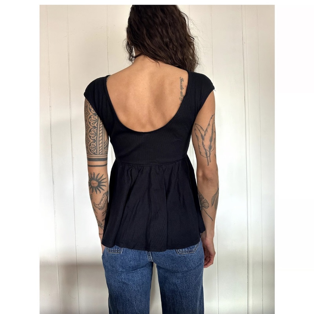 Free People Low Back Peplum Top - Picture 2 of 7